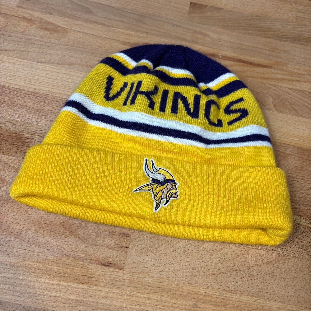 Minnesota Vikings‎ Hat Cap Youth One Size Yellow Purple Beanie Winter Hat